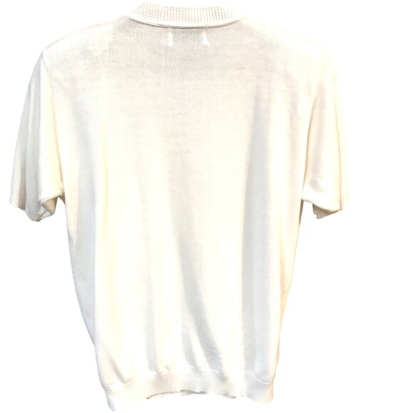 Alfred Dunner Pullover Sweater Vest: Vintage 80s Short Sleeved Cream Top, Size S - Picture 3 of 9